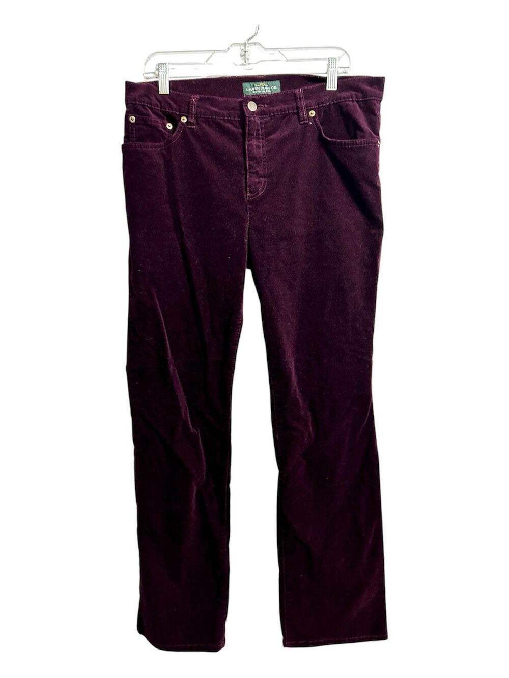 Lauren Ralph Lauren Womens 14 LRL Corduroy Pants Burgundy Classic Straight leg